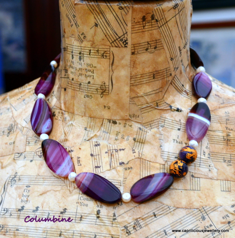 Violet agate and amethyst necklace by Caprilicious Jewellery