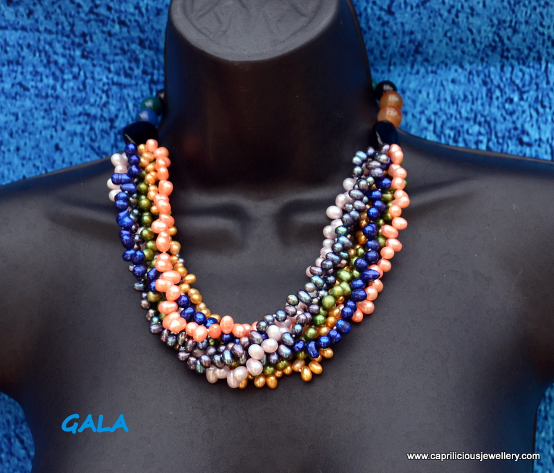 Gala - multistrand pearl and agate necklace from Caprilicious Jewellery
