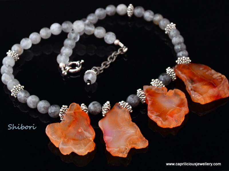 Carnelian and rutilated quartz necklace by Caprilicious Jewellery