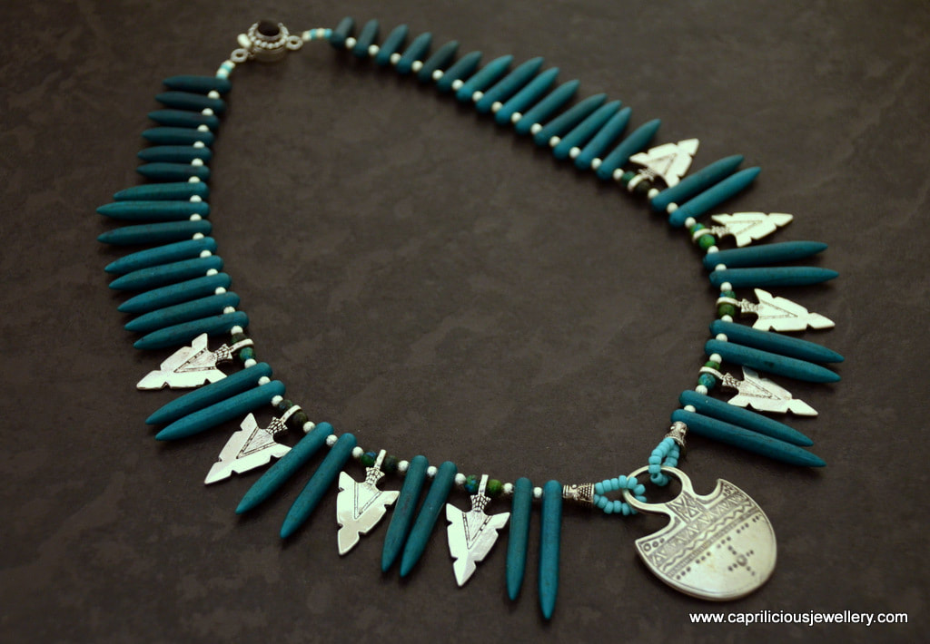 Afrika - a tribal necklace of turquoise spikes by Caprilicious Jewellery