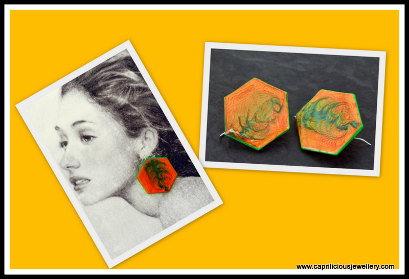 Handmade Polymer clay and resin earrings by Caprilicious Jewellery