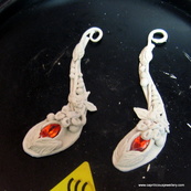 Silver clay earrings being crafted at Caprilicious Jewellery