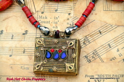 Red Hot Chili Peppers - African vinyl heishi beads and a pendant from Afghanistan from Caprilicious Jewellery