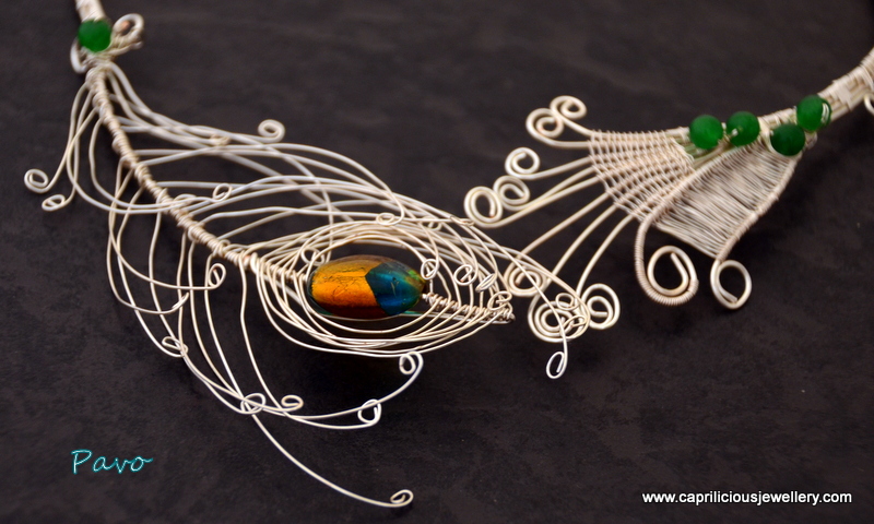 Pavo - peacock feather torque necklace by Caprilicious Jewellery