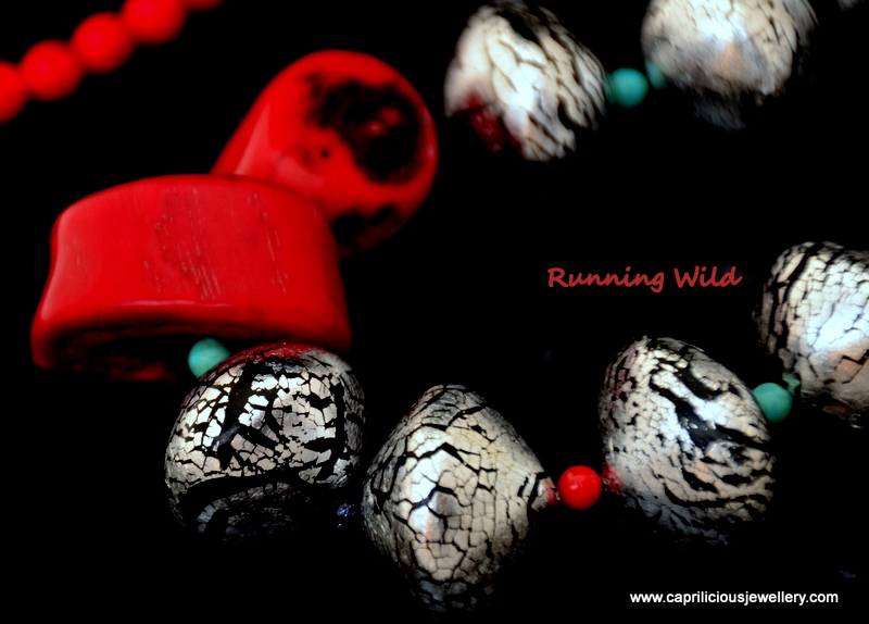 Running Wild - polymer clay beads and coral nuggets by Caprilicious Jewellery