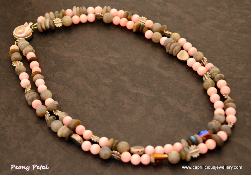 Labradorite and pink glass bead necklace by Caprilicious Jewellery