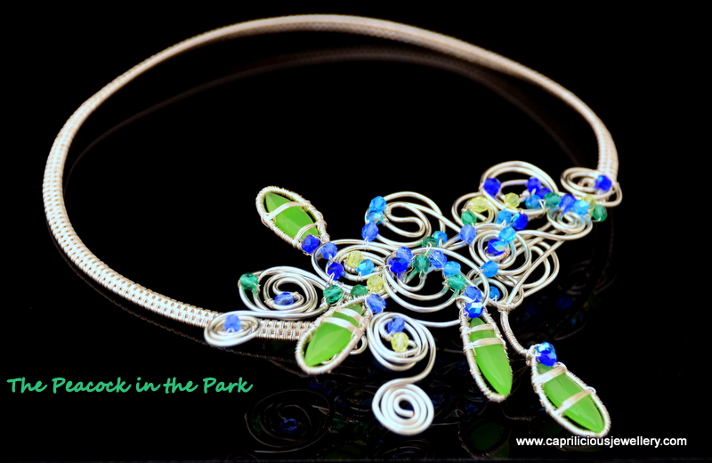 Peacock torque jewellery by Caprilicious Jewellery