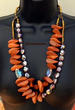 Cinnamon - wood and crystal beads by Caprilicious Jewellery