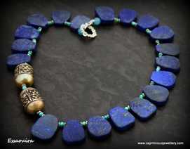 Essaouira - a necklace with Moroccan beads and lapis lazuli slab nuggets by Caprilicious Jewellery