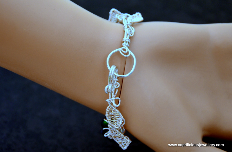 Clarice - polymer clay and wire leaf bracelet by Caprilicious Jewellery