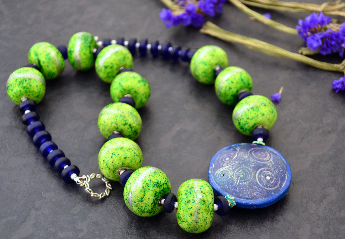 Ultralight polymer clay beads, colourful, inexpensive necklace