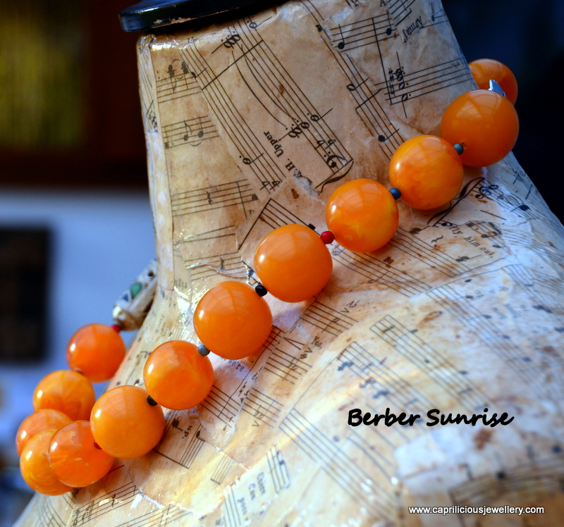 Berber Sunrise- lucite and Moroccan enamelled bead necklace by Caprilicious Jewellery 