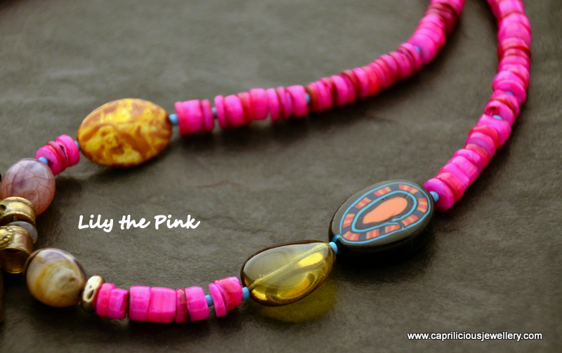 Lily The Pink, with an Afghani tribal Kuchi pendant and shocking pink beads by Caprilicious Jewellery