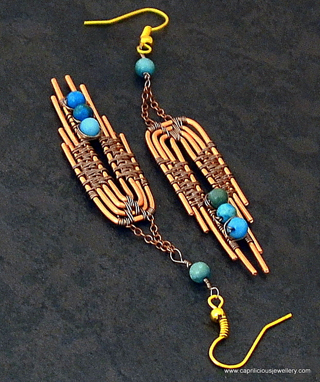 Indian Feathers Earrings in copper wire by Caprilicious Jewellery