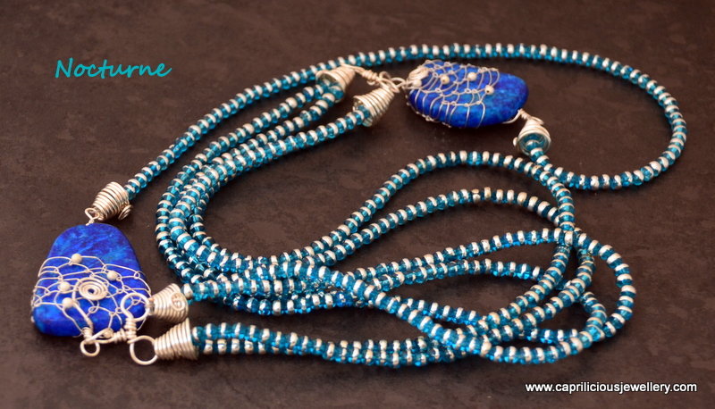 Nocturne - Impression Jasper and blue and silver glass beads from Caprilicious Jewellery
