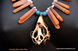 Conch shell and sea urchin spine necklace from Caprilicious Jewellery