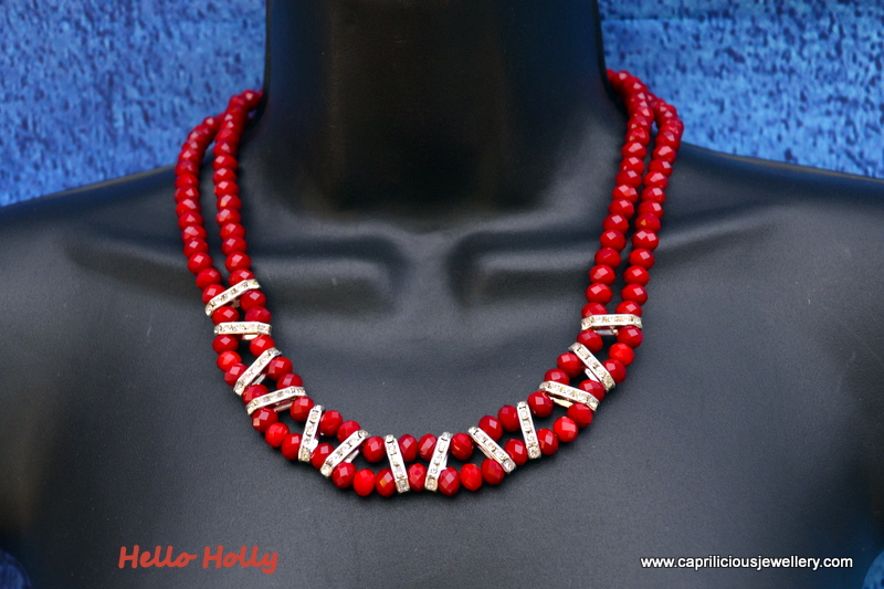 Hello Holly - red opaque crystal and diamante necklace by Caprilicious Jewellery