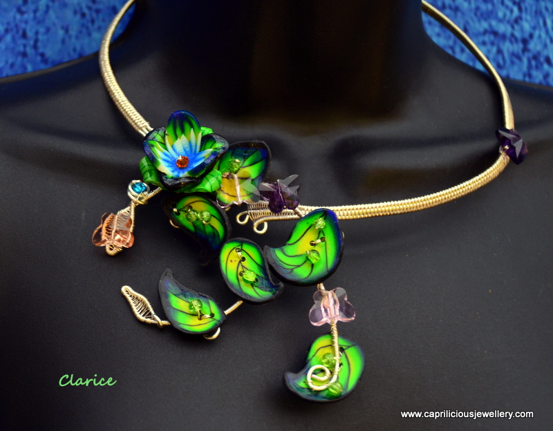 Polymer clay and wire torque by Caprilicious Jewellery