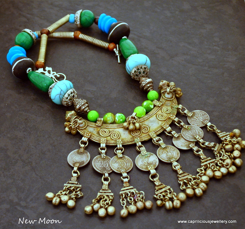 Chandiya necklace, Banjara pendant, tribal jewellery by Caprilicious