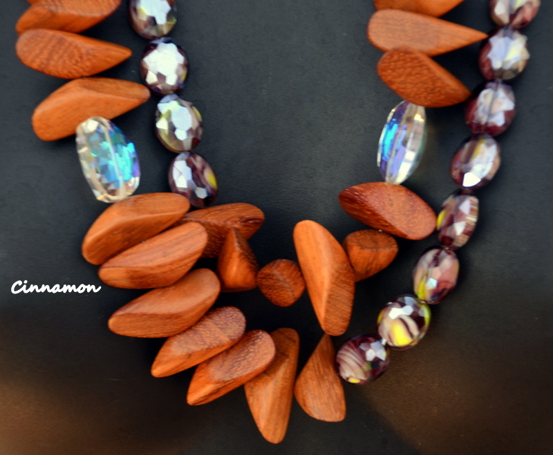 Cinnamon - wood and crystal beads by Caprilicious Jewellery
