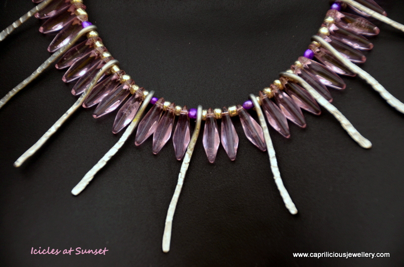 Pink quartz and aluminium wire icicle necklace by Caprilicious Jewellery