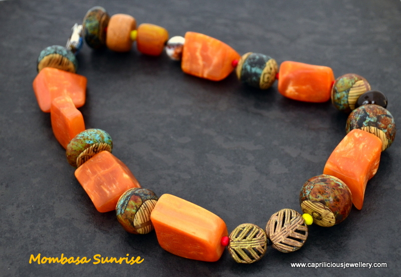 Mombasa Sunrise - mixed media necklace by Caprilicious Jewellery