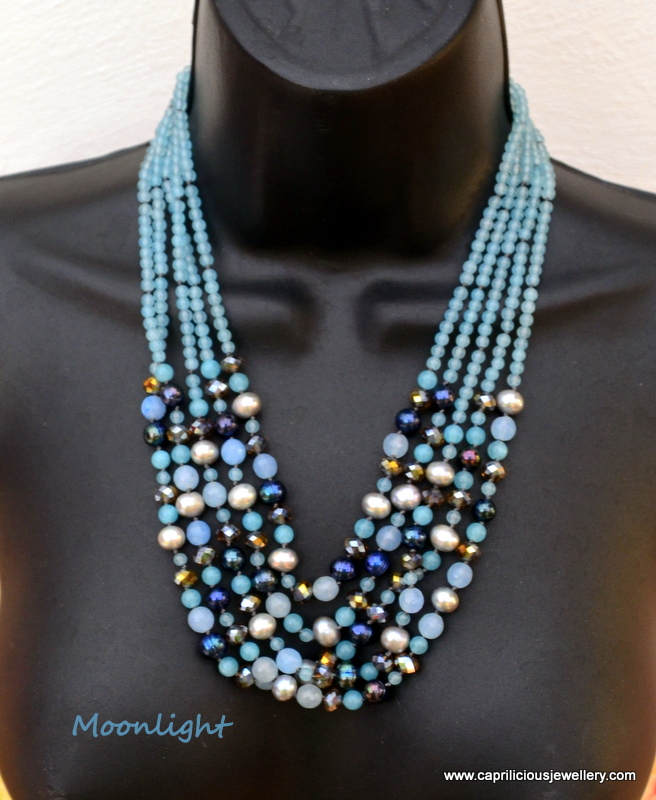 Blue Jade and pearl necklace by Caprilicious Jewellery
