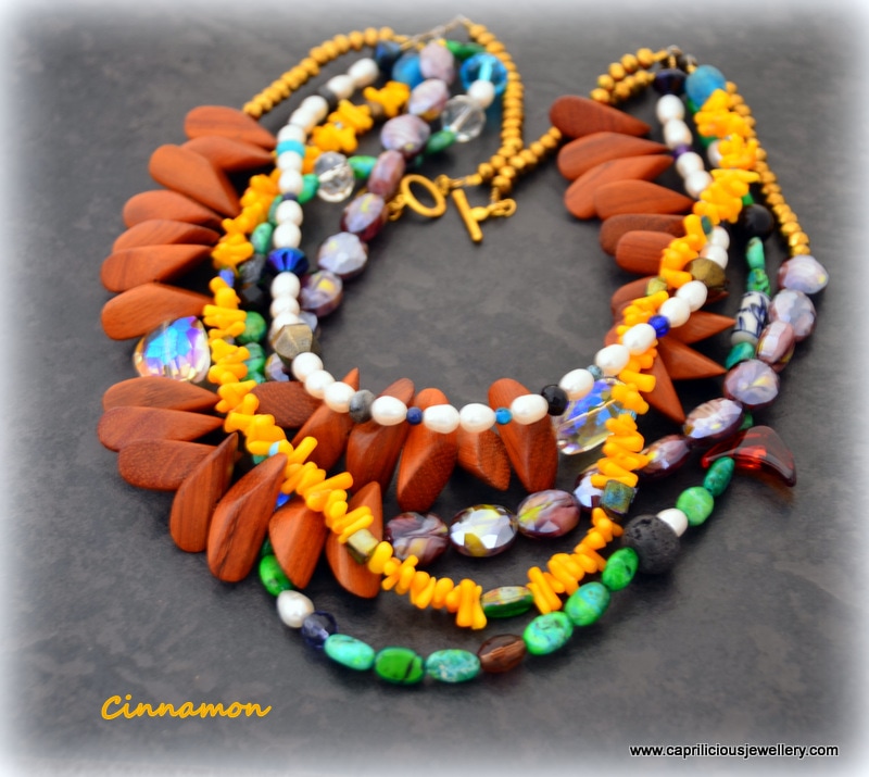 Cinnamon - multi strand statement necklace by Caprilicious Jewellery