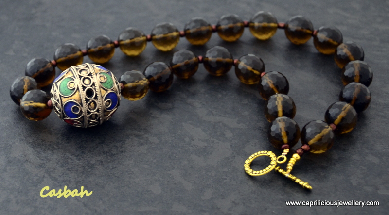 Casbah - smoky quartz and a Moroccan focal bead from Caprilicious Jewellery