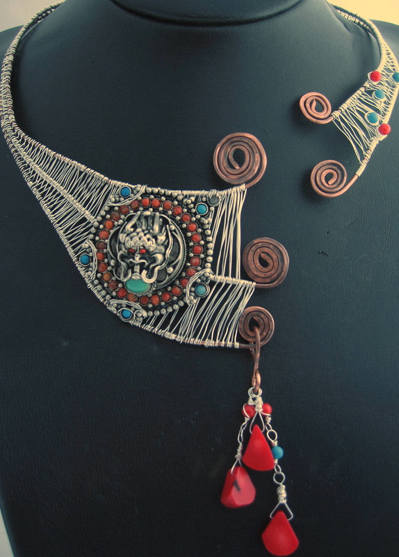 Ghau box and wire necklace by Caprilicious Jewellery
