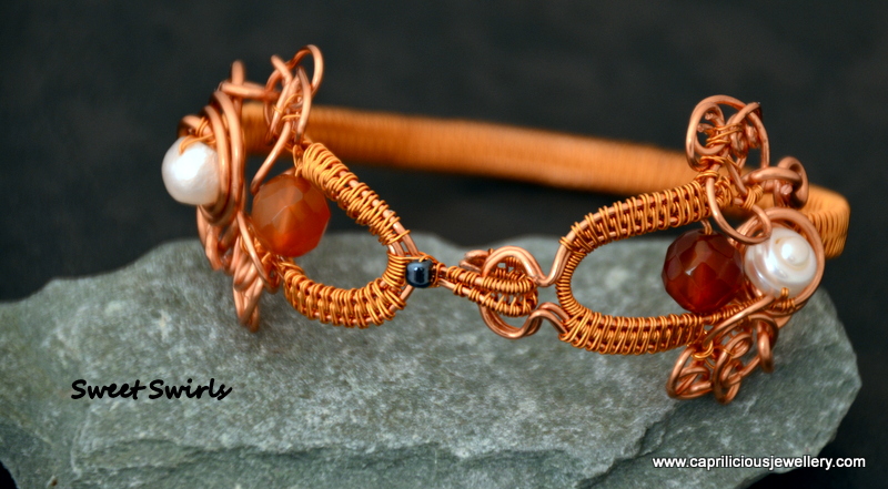 Sweet Swirls - copper wire bracelet by Caprilicious Jewellery