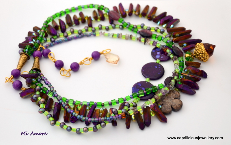 Mi Amore - titanium quartz needles in a multi strand necklace by Caprilicious Jewellery