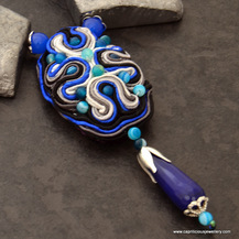 Soutache pillow pendant bead by Caprilicious Jewellery