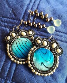 Earrings by Caprilicious Jewellery, Soutache earrings, pearls