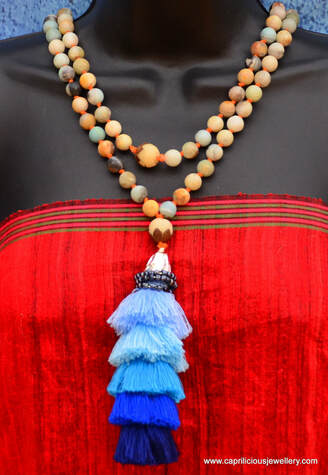 Zen - an amazonite mala with Bodhi seeds and cotton tassel by Caprilicious Jewellery