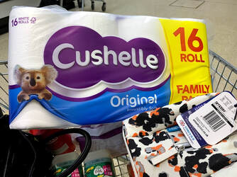 Toilet rolls, rare commodities, Shelves on Sainsburys supermarket during the Corona virus pandemic, stockpiling of food, 