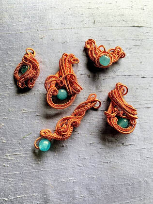 Wire work pendants, Nicole Hanna design, Nicole Hanna Tuesday Treasure Hunt, pendants, gift jewellery
