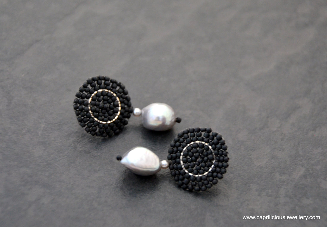 colourful earrings, bead woven earrings, beaded stud earrings, stud earrings, baroque pearls