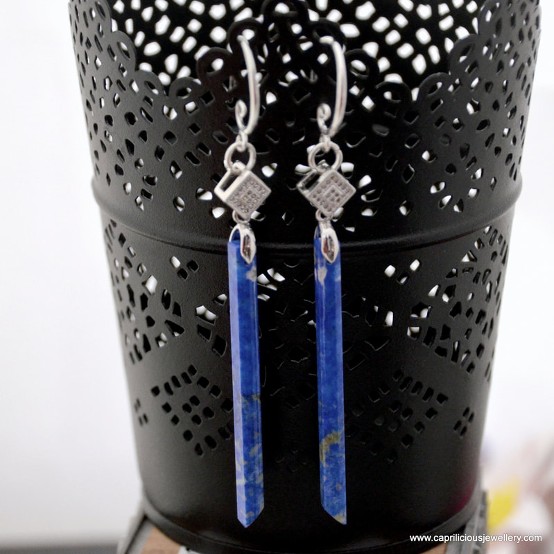 lapis lazuli earrings, diamante earrings