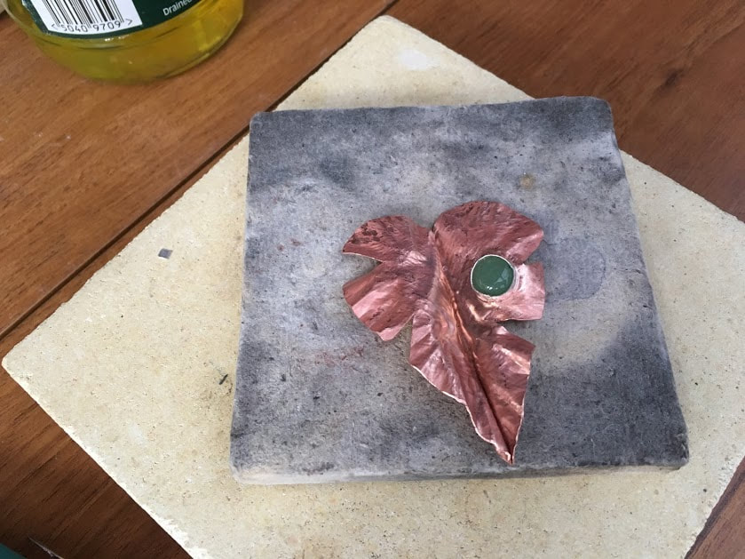 Copper jewellery, fold formed leaf by Caprilicious Jewellery