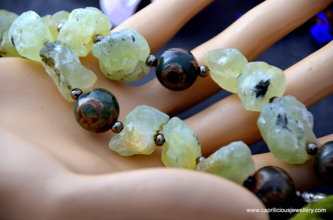 Jade pendant, Chinese dragon pendant, prehnite raw nuggets, dzi beads