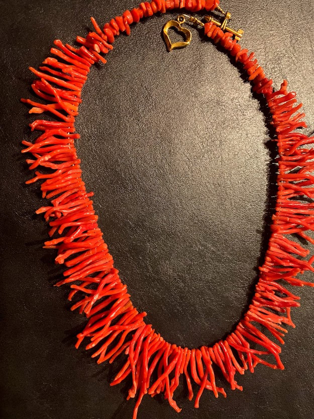 Italian coral frond beads in a necklace by Caprilicious Jewellery