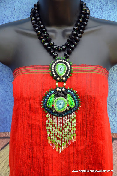 Soutache and beadwork necklace by Caprilicious Jewellery