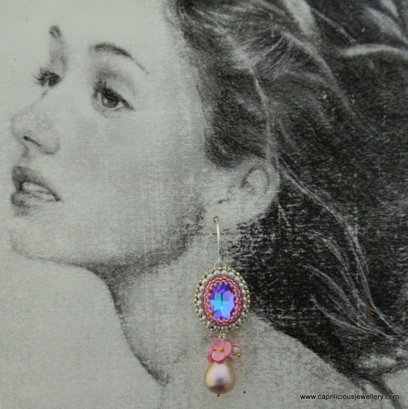 crystal earrings, party earrings, evening wear, sophisticated earrings, beaded earrings