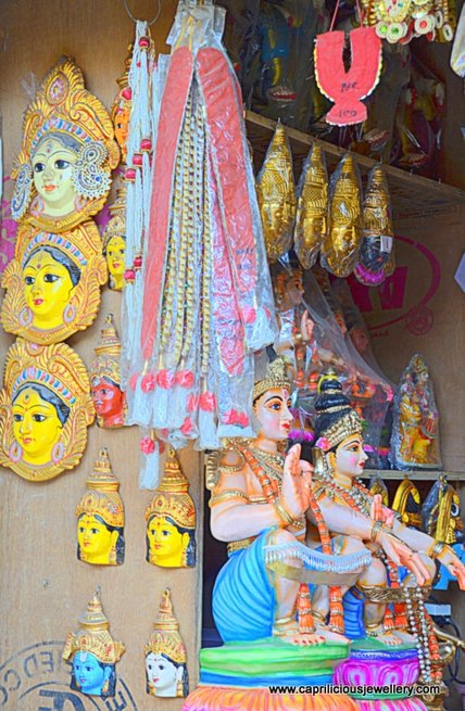 Painted faces of various Gods and Godesses, Devaraja Market Mysore