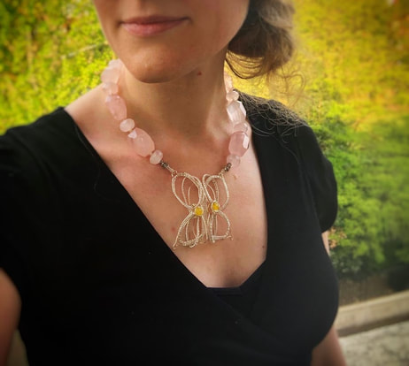 The Promise of Summer, a Wire butterfly and rose quartz necklace by Caprilicious Jewellery