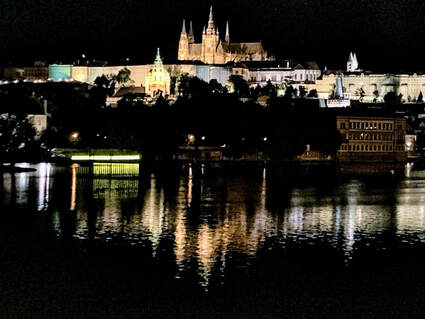 Across the Vltava to Prague Castle at night