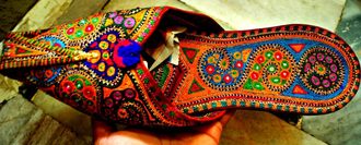 Bohemian shoes, Joothis, Rajasthani shoes, embroidered leather shoes