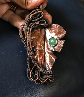 Fold forming, botanical jewellery, leaf jewellery, wire work and fold forming by Caprilicious Jewellery