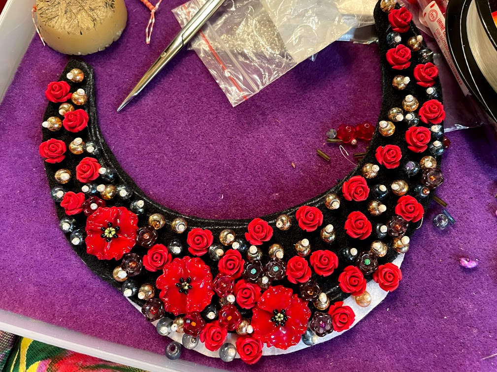  WIP, work in progress, bead embroidery, handmade necklace